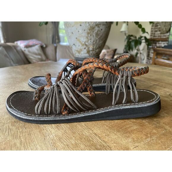 Plaka Palm Leaf & Ocean Side Bundle of Flat Summer Sandals for Women Orange-Gray - Picture 1 of 6
